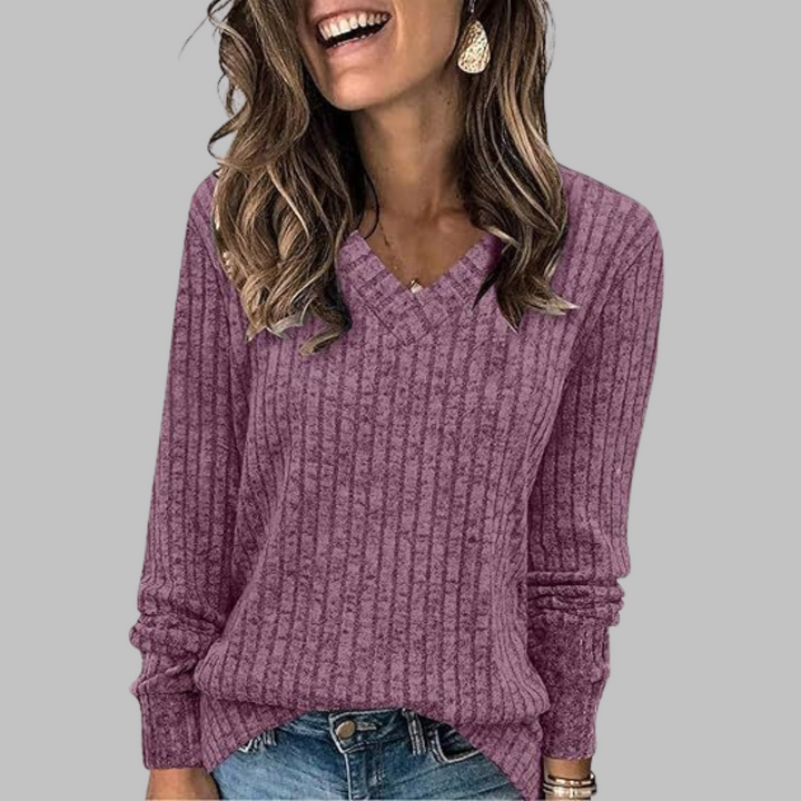 Jasmine | Comfy V-Neck Long Sleeve Top