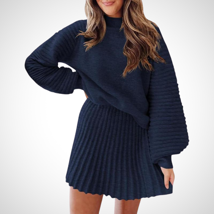 Bianca | Elegant Ribbed Knit Two-Piece Fall Outfit