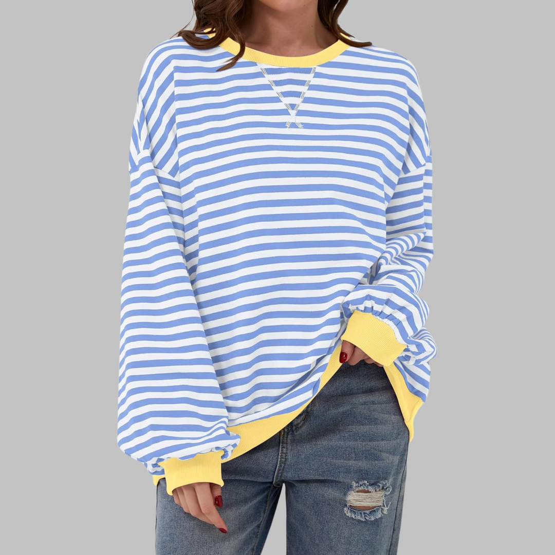 Yasmin | Casual Long Sleeve Round Neck Striped Shirt