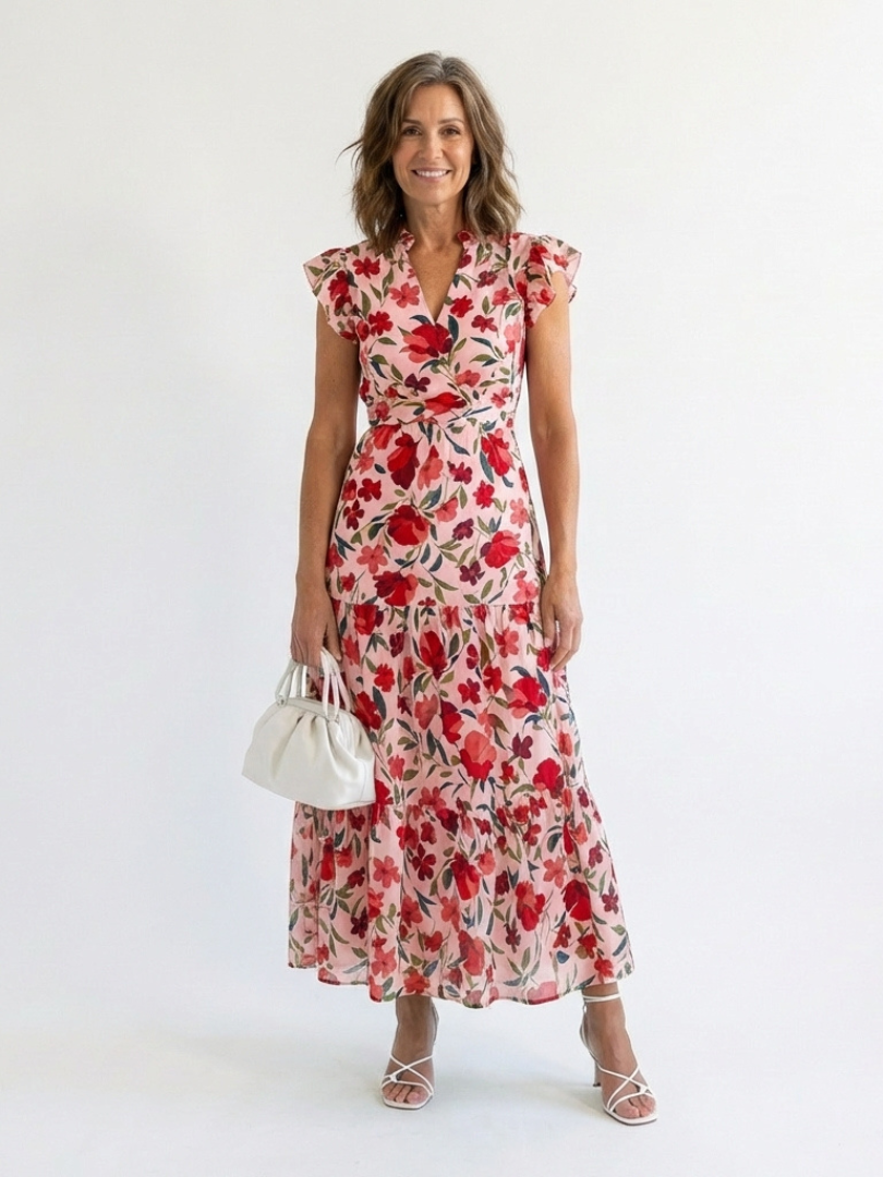 Arabella Floral Tiered Midi Dress