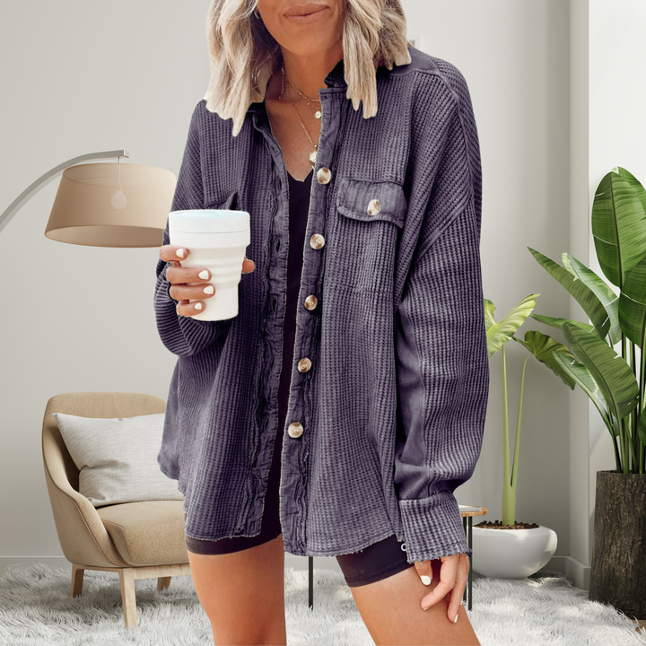 Annabelle | Cosy Loose Fit Batwing Sleeve Button Down Jacket