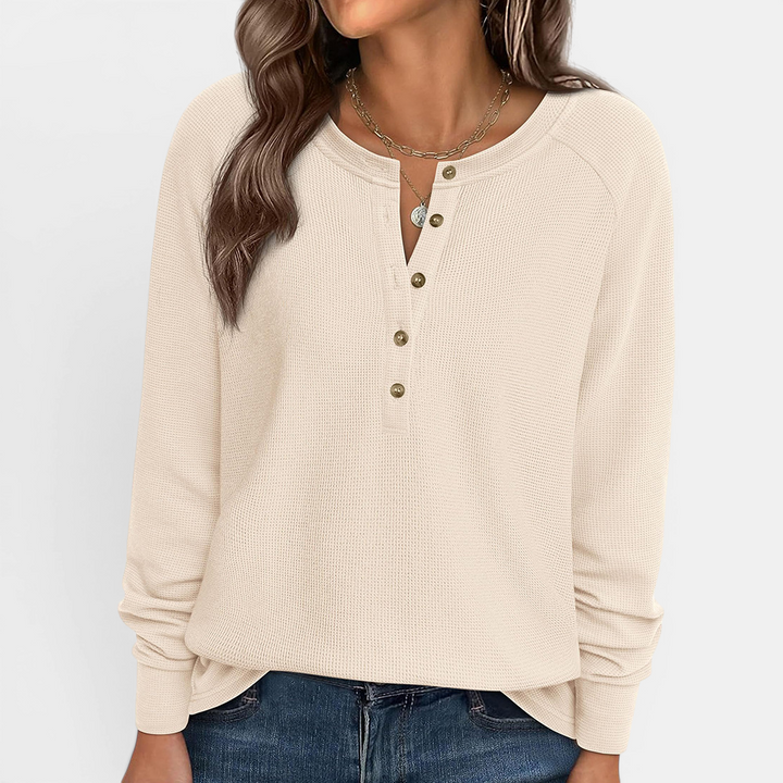 Naomi | Cosy Waffle Knit Henley Top