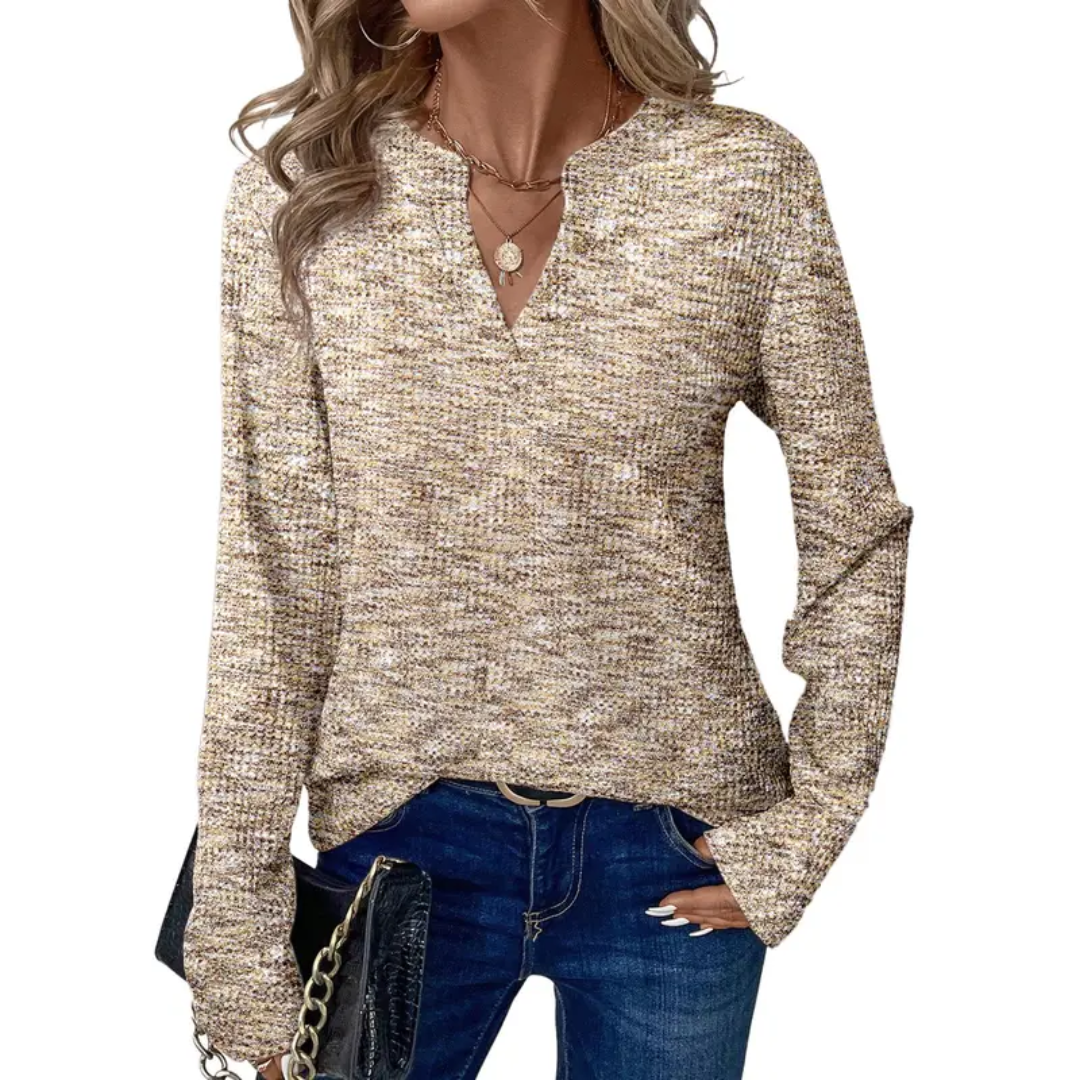 Rachael | Cosy V-Neck Waffle Knit Top