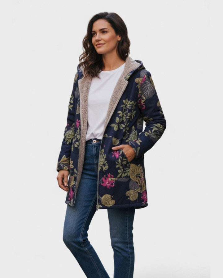 Jasmine navy floral coat