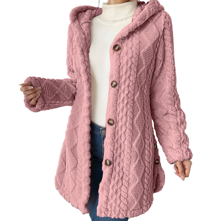 Amelia | Cosy Jacquard Fuzzy Hooded Cardigan