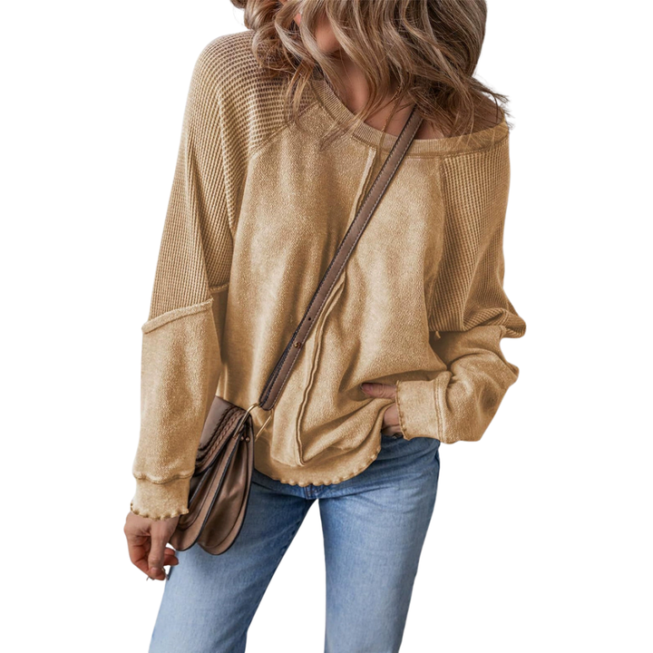 Georgia | Relaxed Waffle Knit Raglan Sweatshirt