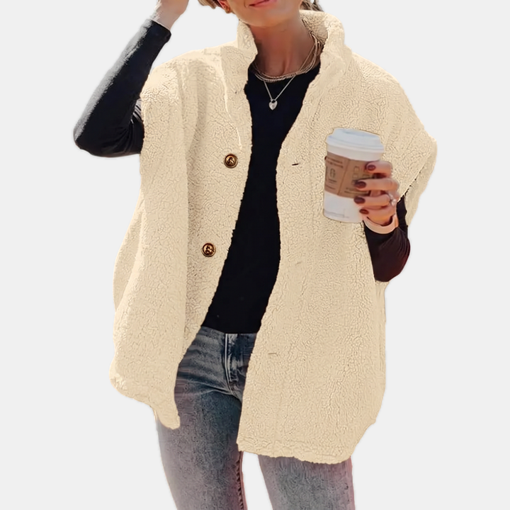 Women's Sleeveless Sherpa Fleece Button Down Vest Jacket with Pockets