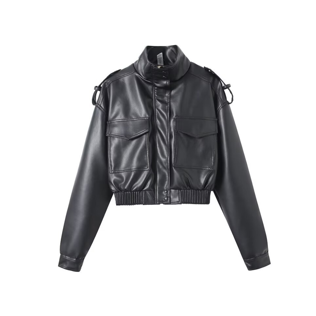 Francesca | Edgy Faux Leather Moto Jacket