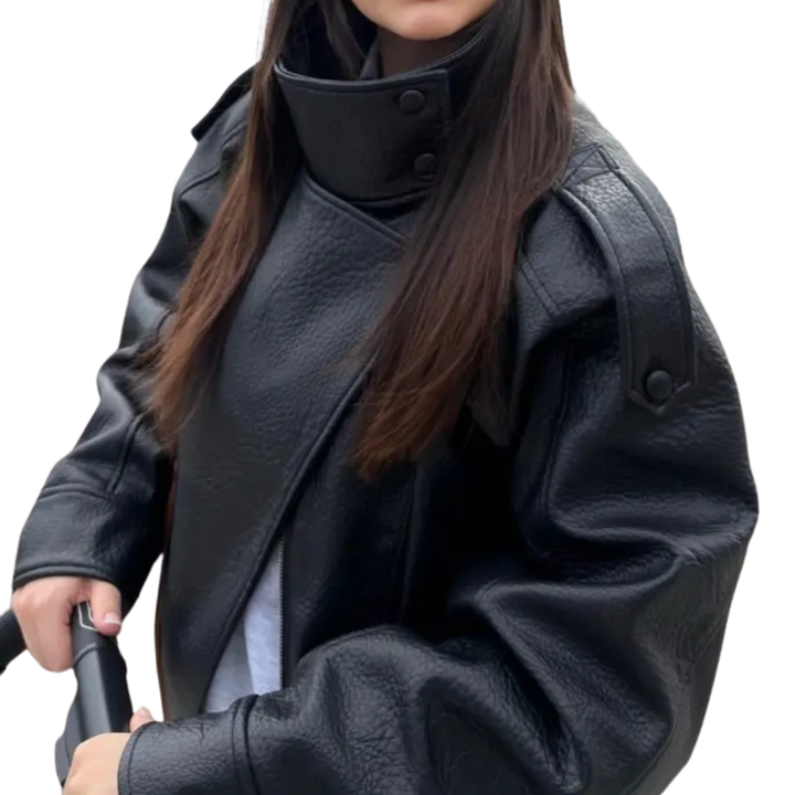 Quinn | Vintage Lychee-Texture Leather Jacket