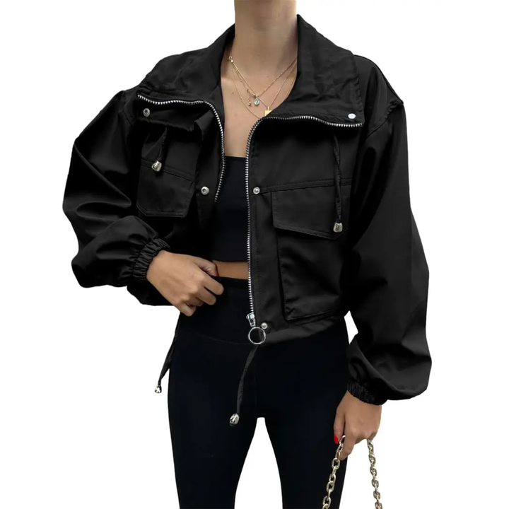 Xanthe | Solid Zip-Up Crop Jacket