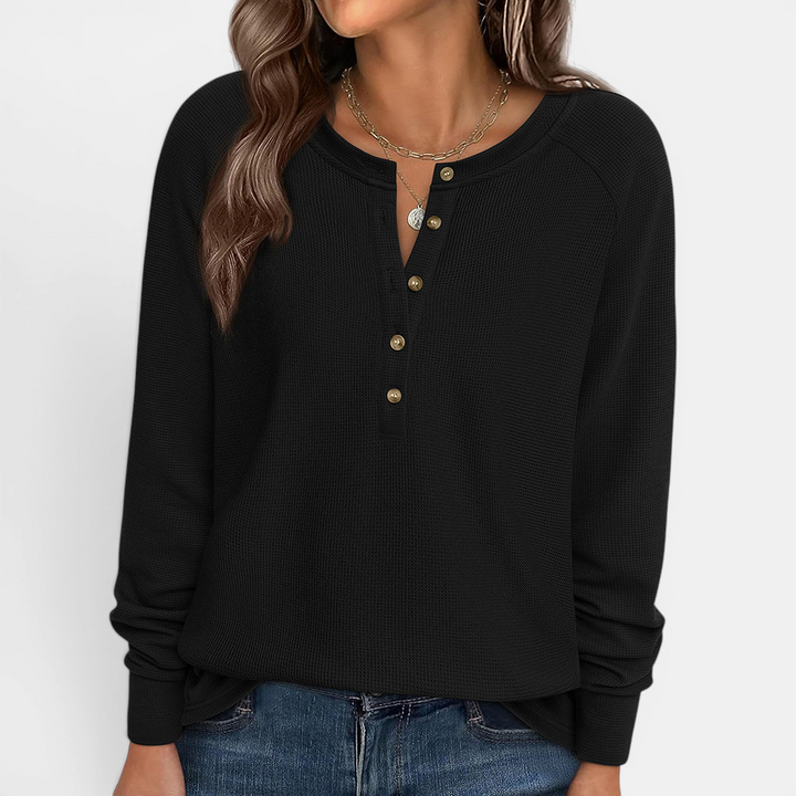 Naomi | Cosy Waffle Knit Henley Top