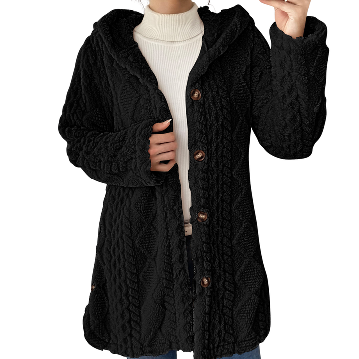 Amelia | Cosy Jacquard Fuzzy Hooded Cardigan