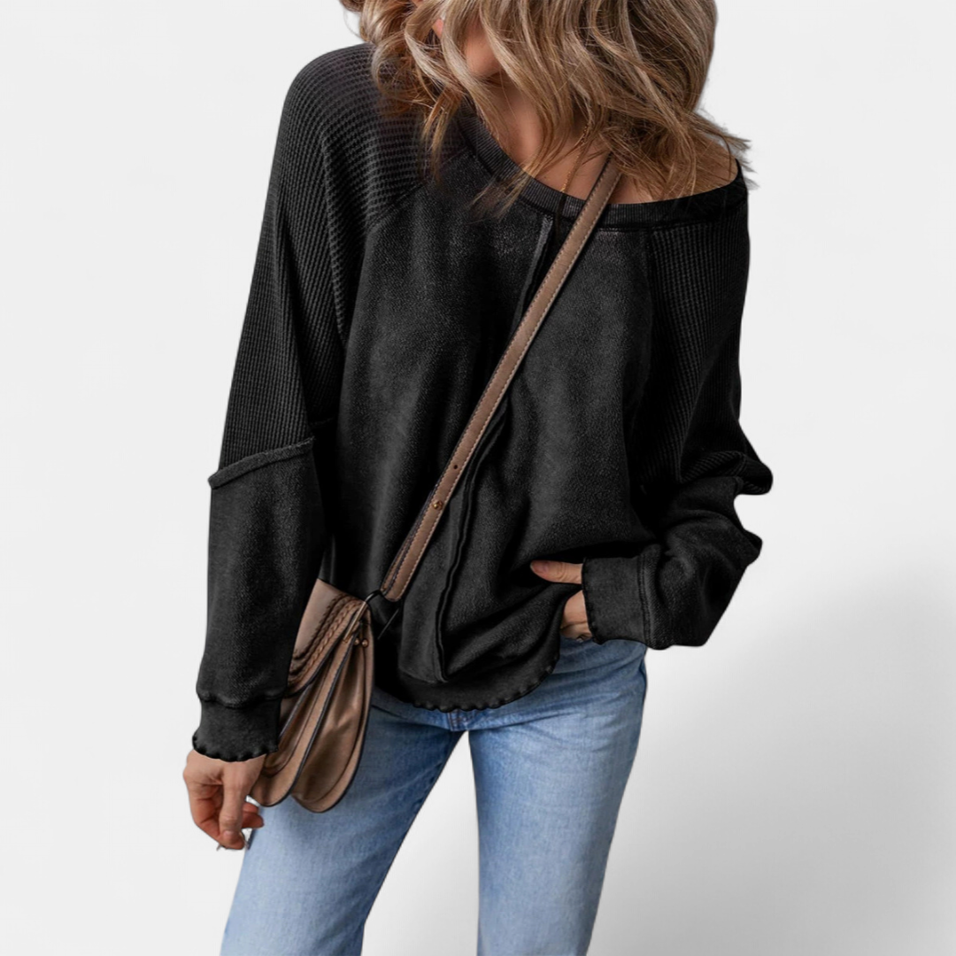 Chloe | Relaxed Patchwork Pullover Sweatshirt