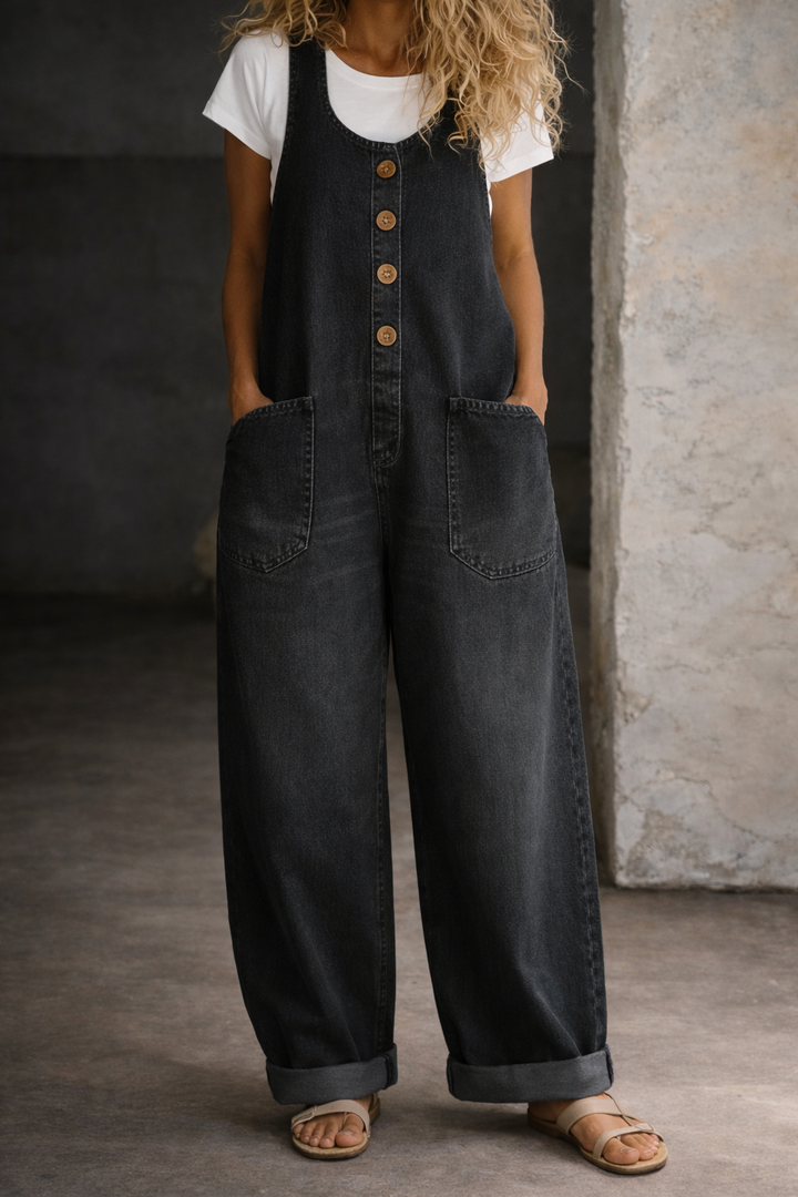 Bella - Vintage Washed Cotton Denim Overalls