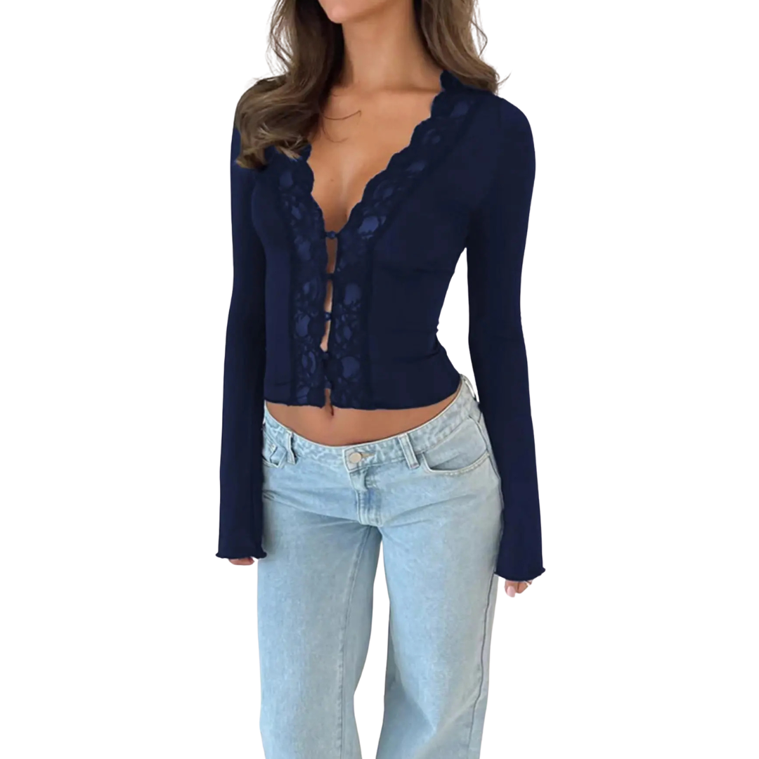 Alana | Lace Cropped Cardigan Top