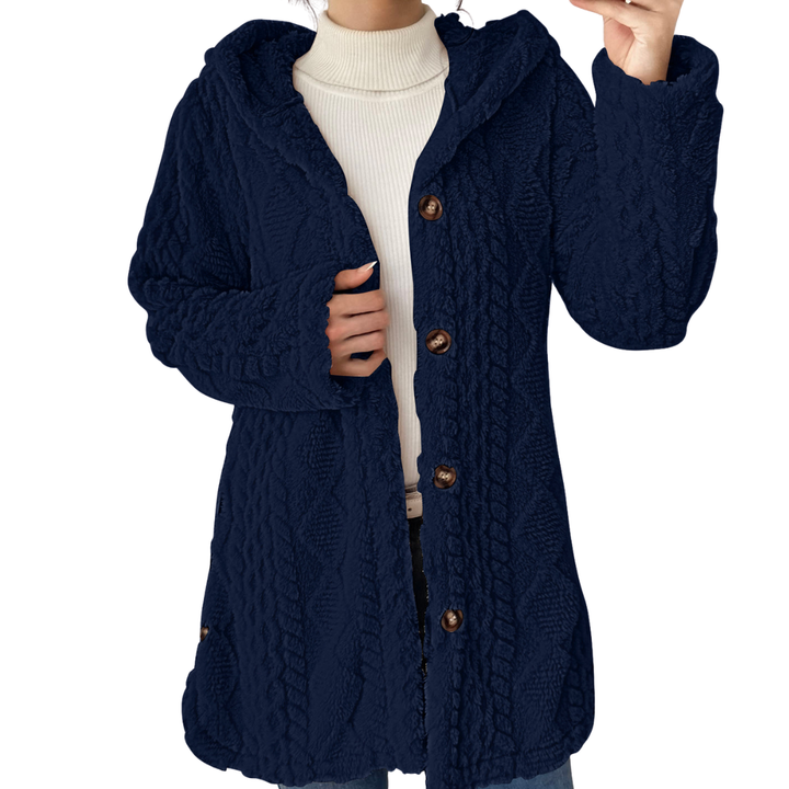 Amelia | Cosy Jacquard Fuzzy Hooded Cardigan