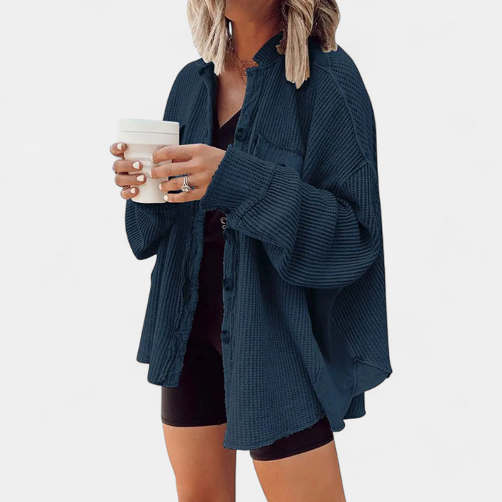 Kara | Relaxed Batwing Waffle Knit Shacket