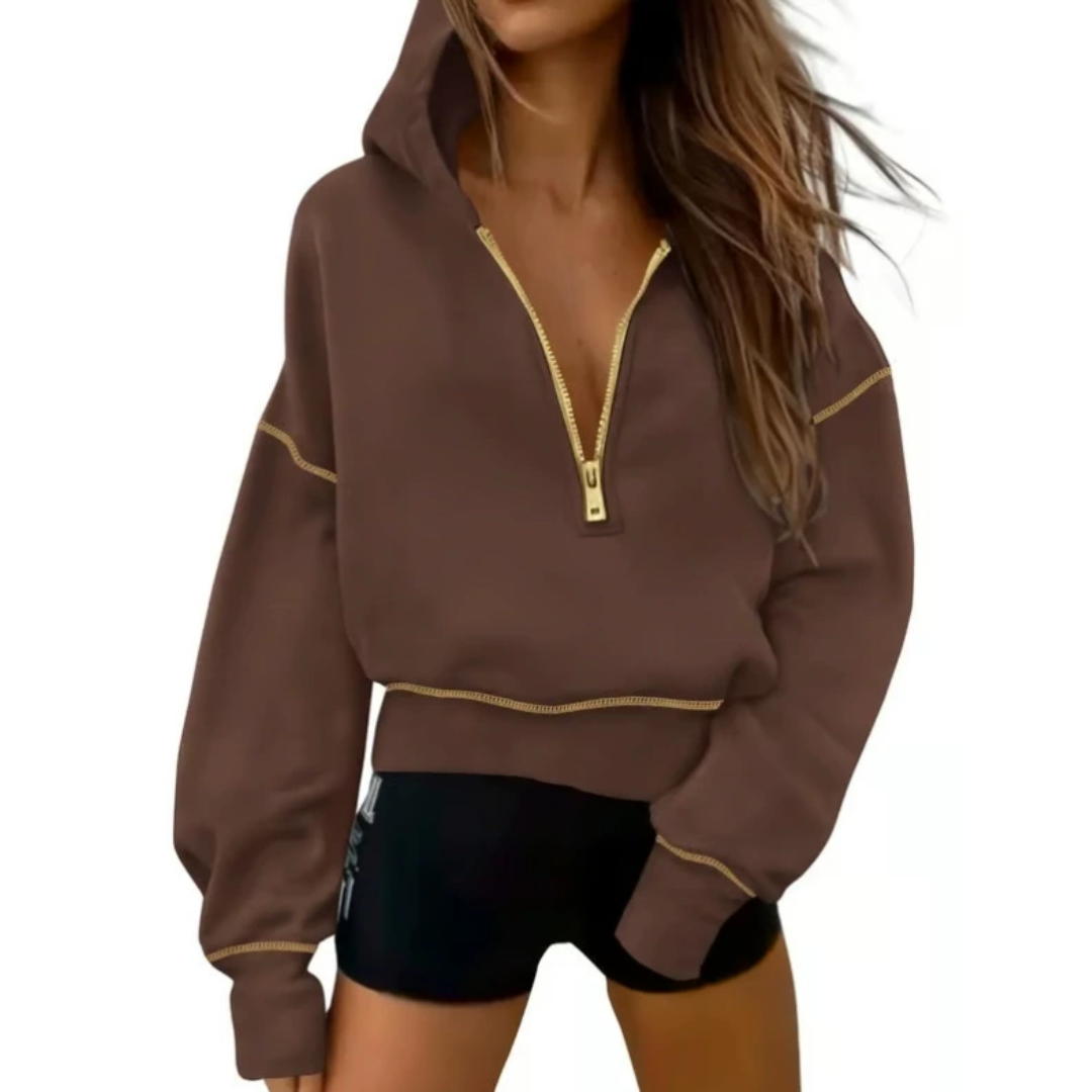 Sienna | Cosy Half-Zip Cropped Pullover Sweatshirt