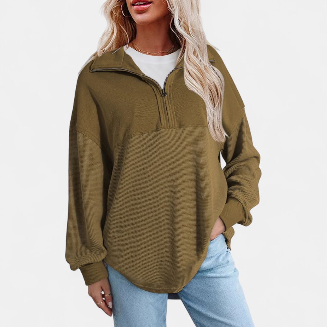 Xanthe | Relaxed Waffle Knit Pullover Top