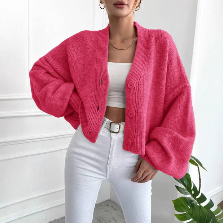 Molly | Casual Crop Lantern Sleeve Cardigan
