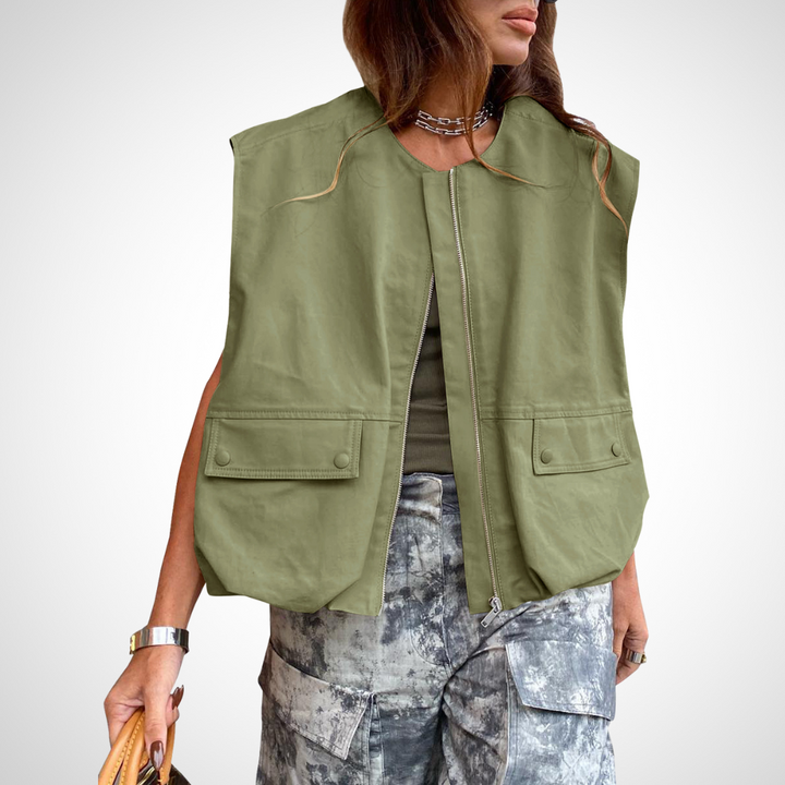 Rebecca | Casual Sleeveless Loose Zipper Vest