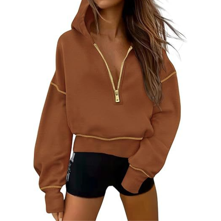 Sienna | Cosy Half-Zip Cropped Pullover Sweatshirt
