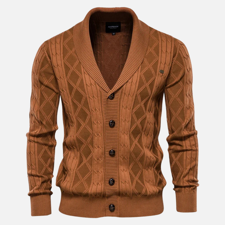 Leo - Soft-Blend Argyle Cardigan