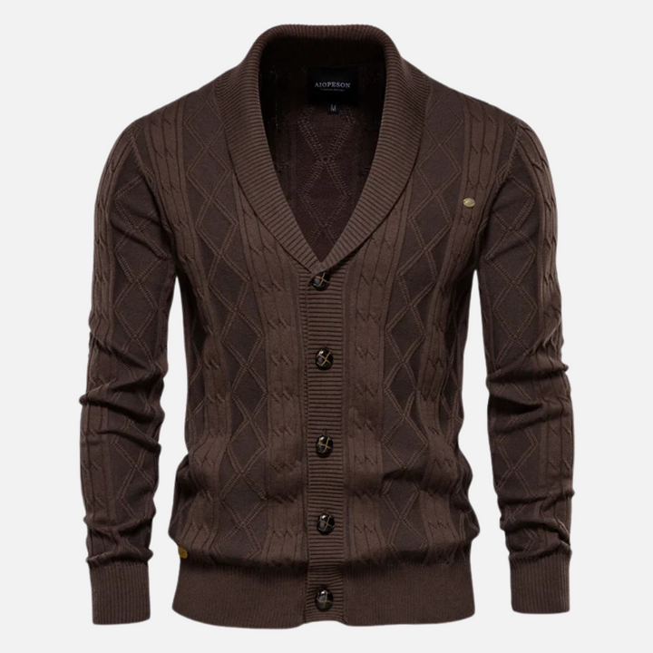 Leo - Soft-Blend Argyle Cardigan