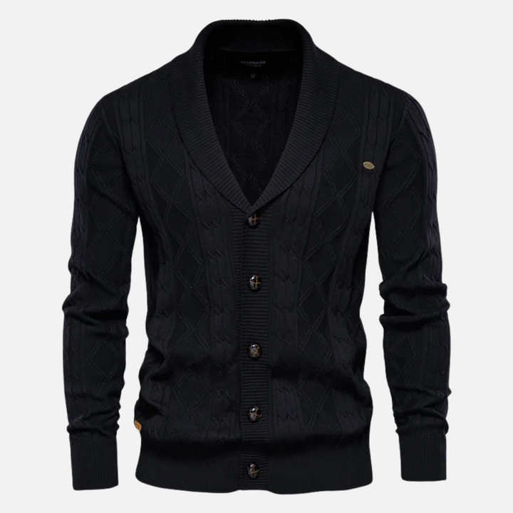 Leo - Soft-Blend Argyle Cardigan