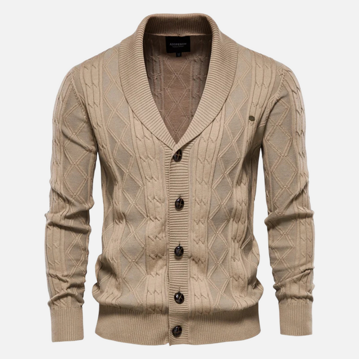 Leo - Soft-Blend Argyle Cardigan