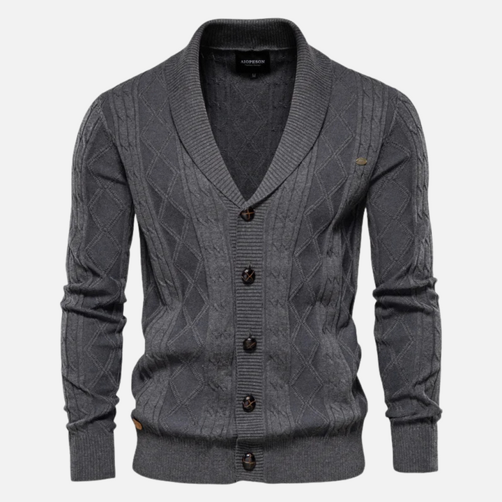 Leo - Soft-Blend Argyle Cardigan