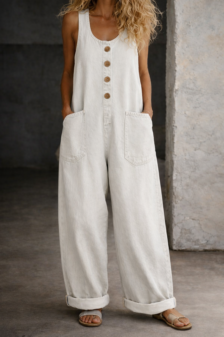Sienna - Vintage Washed Cotton Denim Overalls