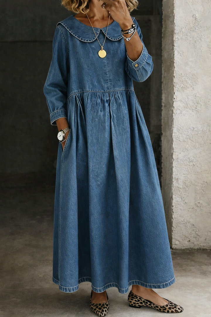Scarlett - Peter Pan Collar Denim Dress