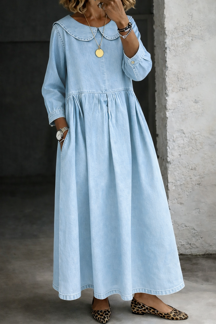 Scarlett - Peter Pan Collar Denim Dress