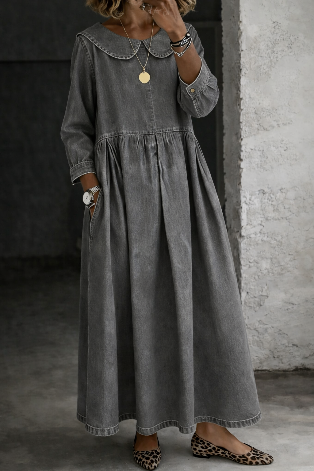 Scarlett - Peter Pan Collar Denim Dress