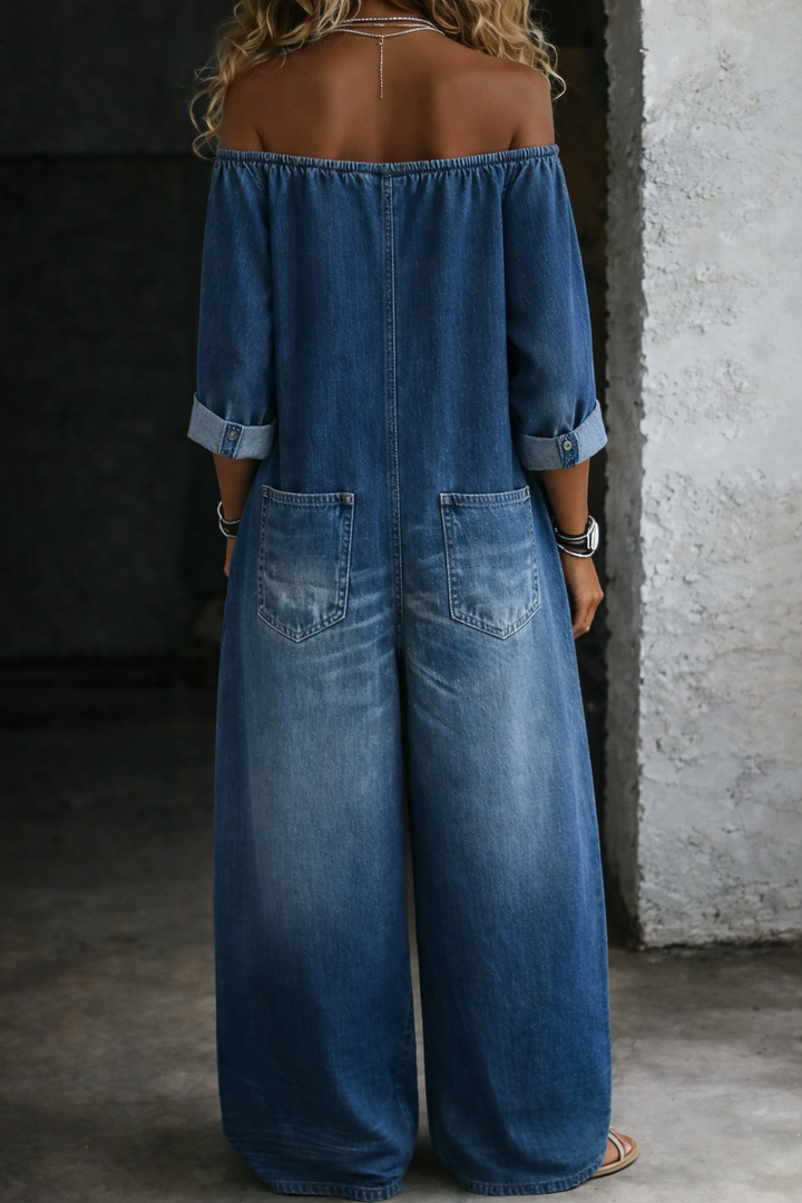 Rose - Long Sleeve Jumpsuit with Exposed Shoulders