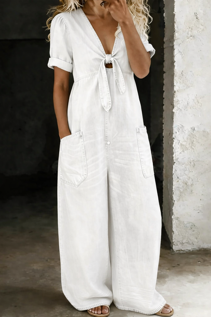 Matilda - Short Sleeve V-Neck Jumpsuit