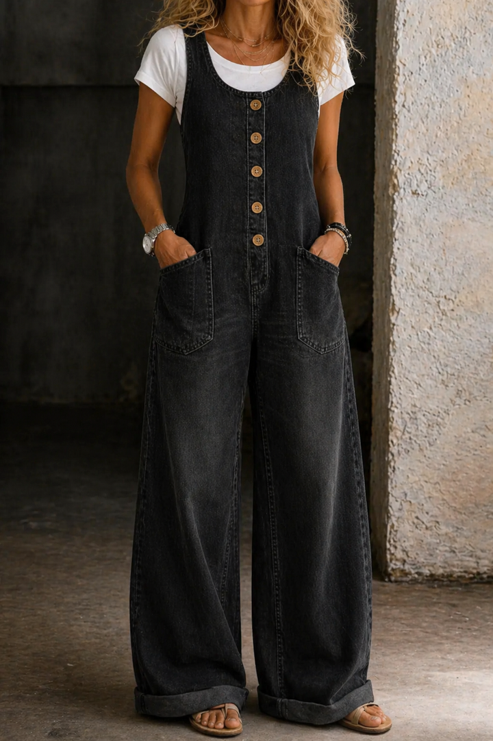 Bella - Vintage Washed Cotton Denim Overalls