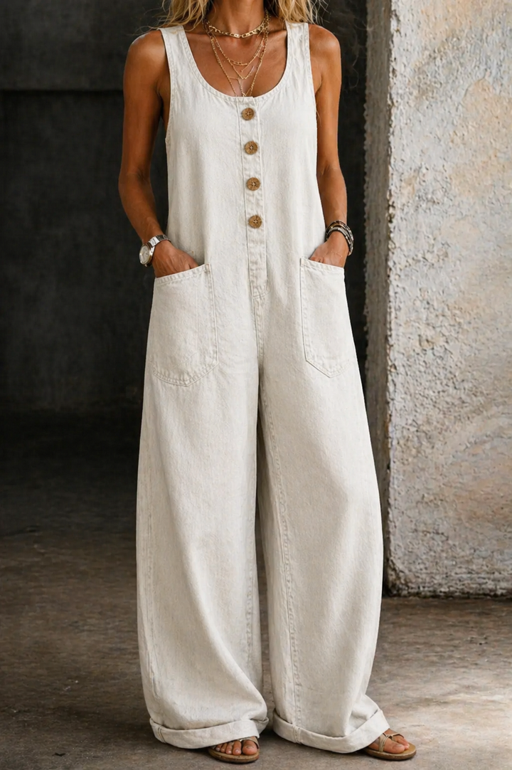 Sienna - Vintage Washed Cotton Denim Overalls