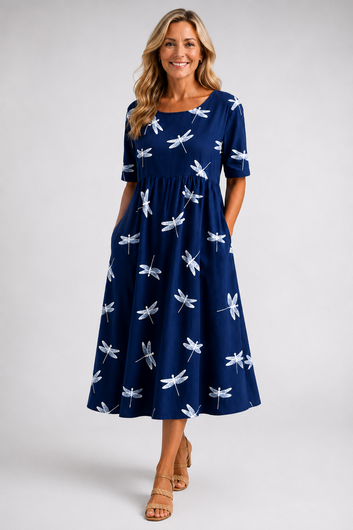 Winifred Dragonfly Print Midi Dress