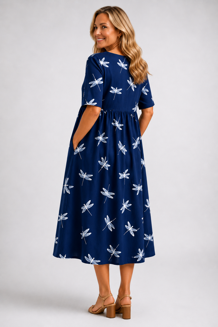 Winifred Dragonfly Print Midi Dress