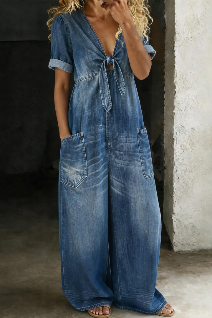 Matilda - Short Sleeve V-Neck Jumpsuit