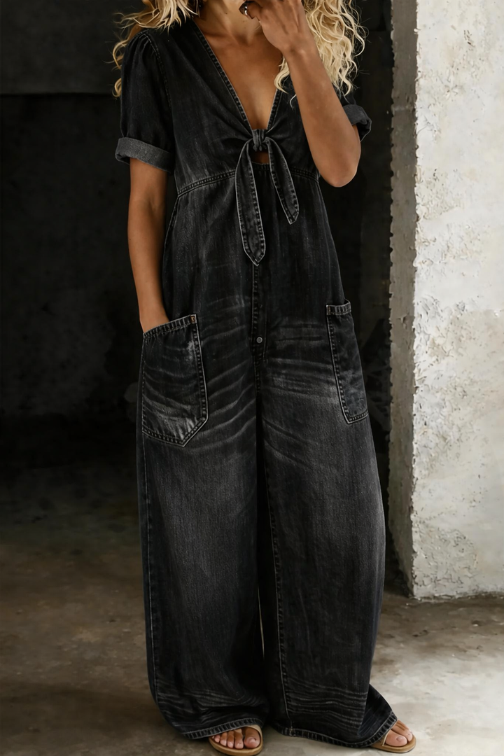 Matilda - Short Sleeve V-Neck Jumpsuit