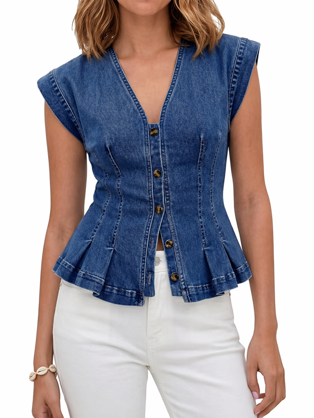 Willow - V-Neck Denim Top