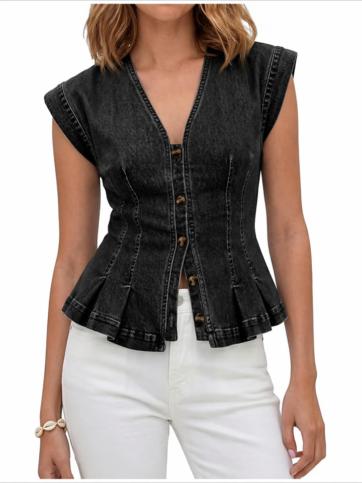 Willow - V-Neck Denim Top