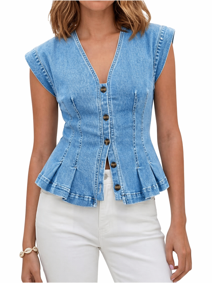 Willow - V-Neck Denim Top