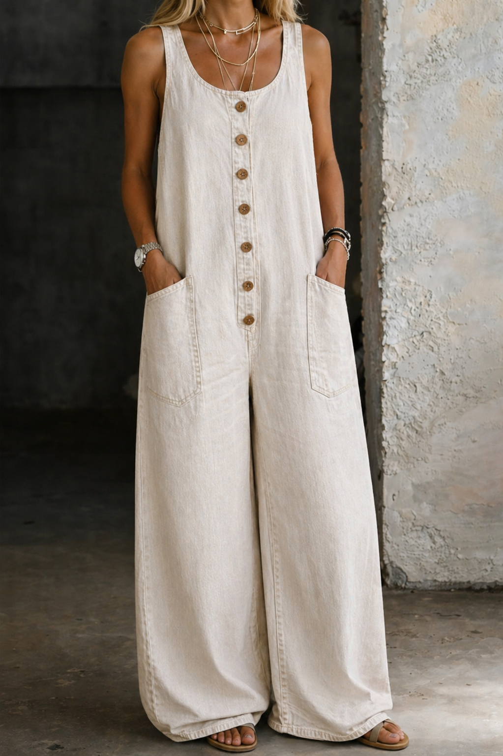 Lily - Vintage Washed Cotton Denim Overalls