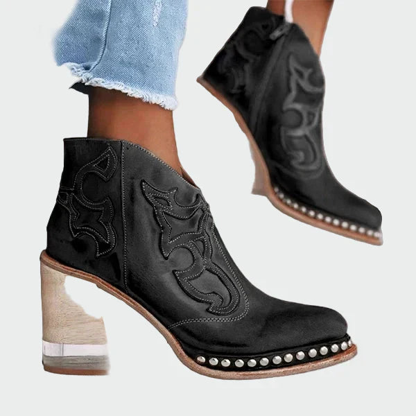 Imogen - Embroidered Leather Boots
