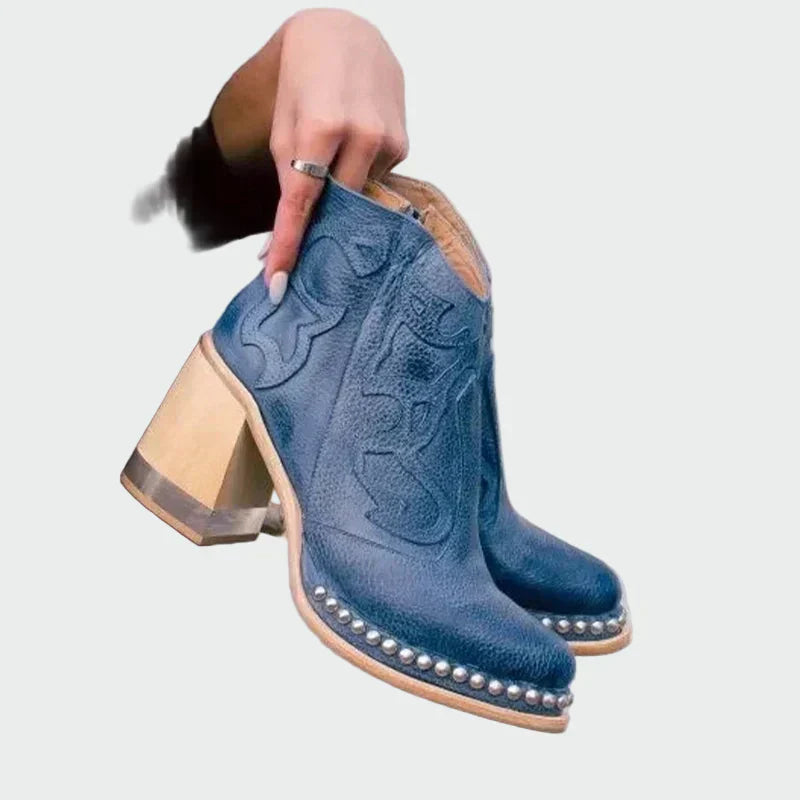 Imogen - Embroidered Leather Boots