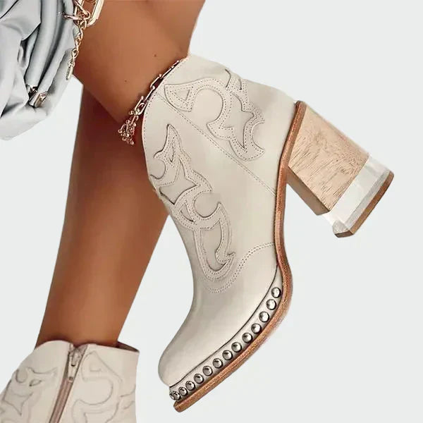 Imogen - Embroidered Leather Boots